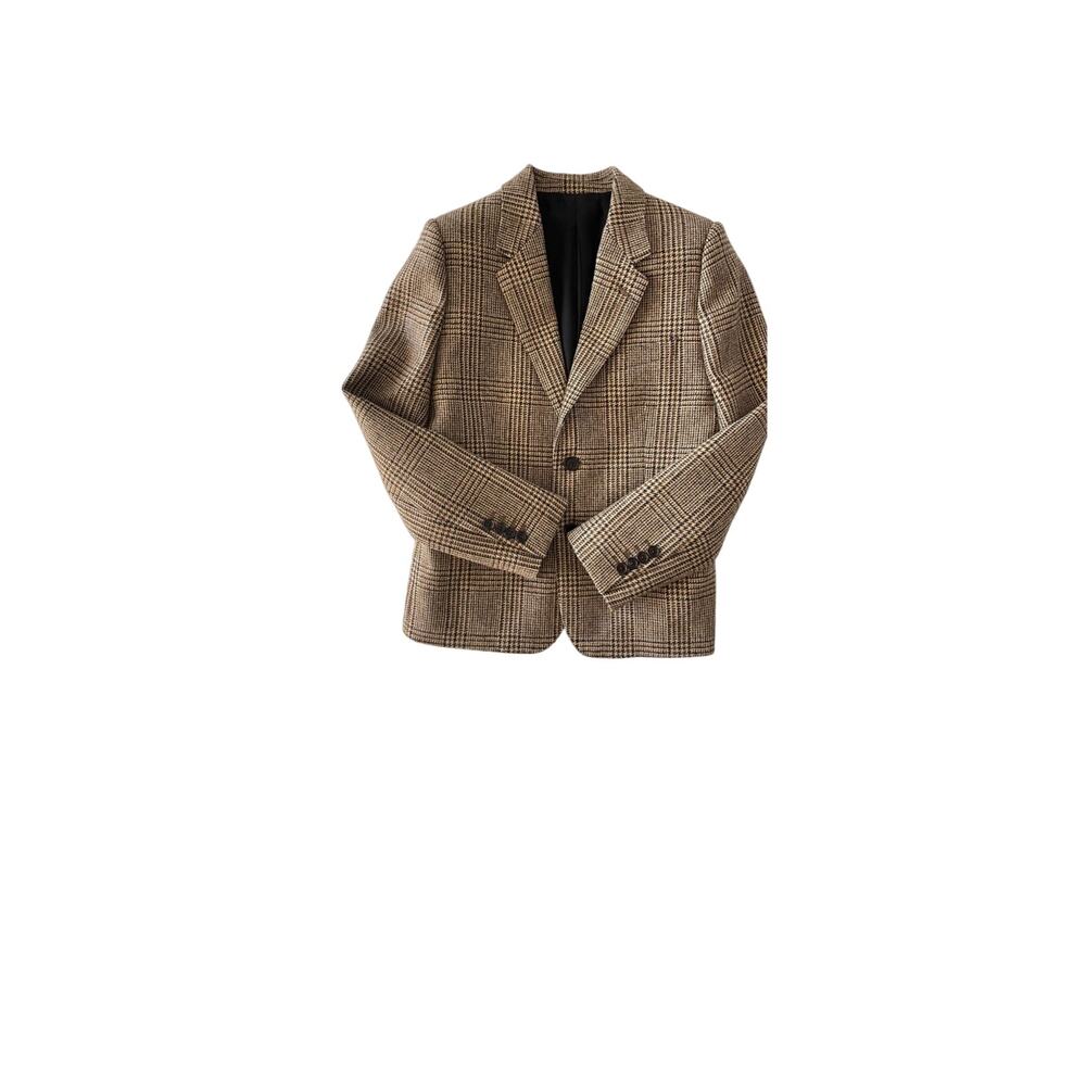 Celine Paris Plaid Wool Tailored Blazer Blazer | 38